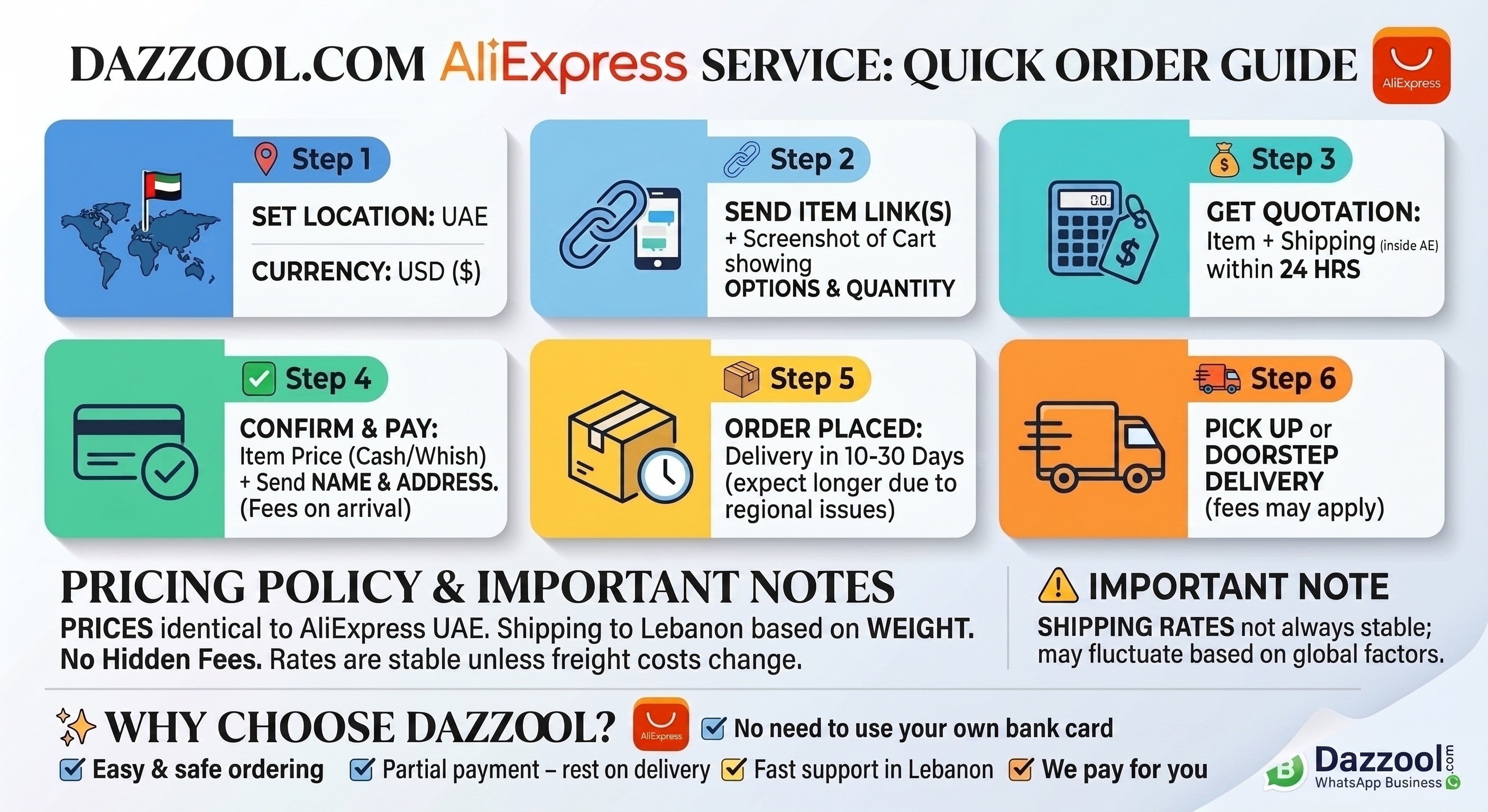 How to order from Aliexpress to Lebanon with dazzool.com Aliexpress to Lebanon by dazzool.com